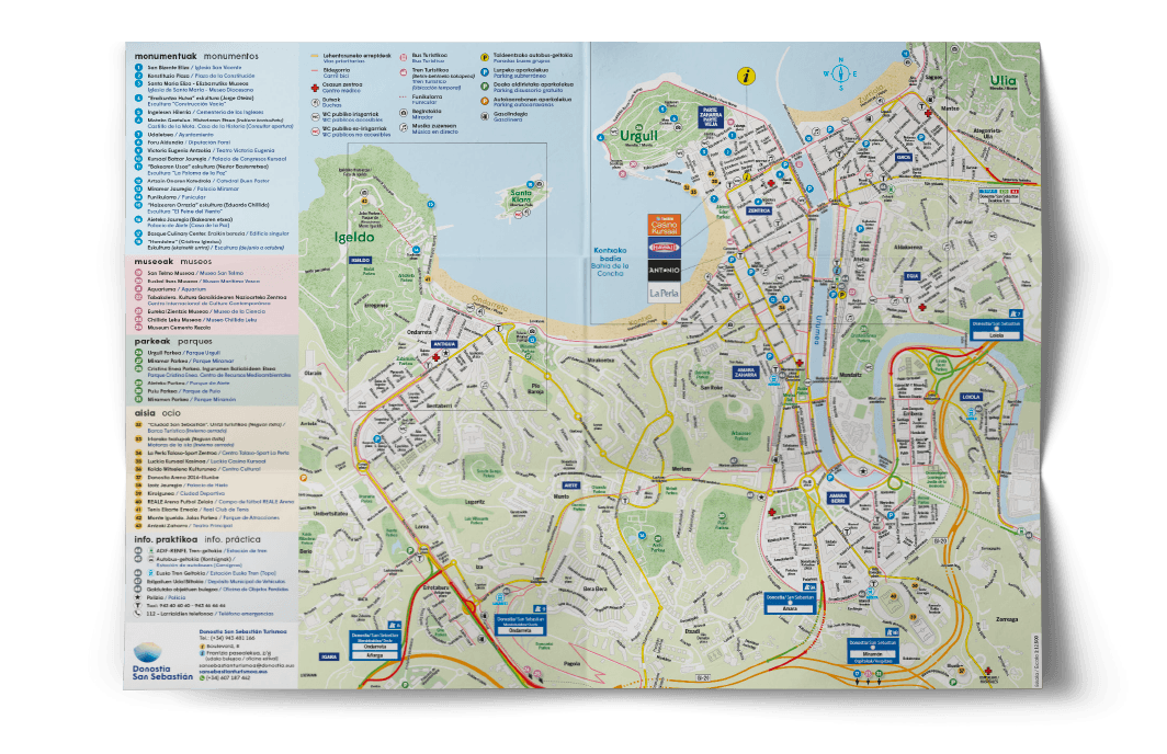 diseño editorial mapa turístico de Donostia