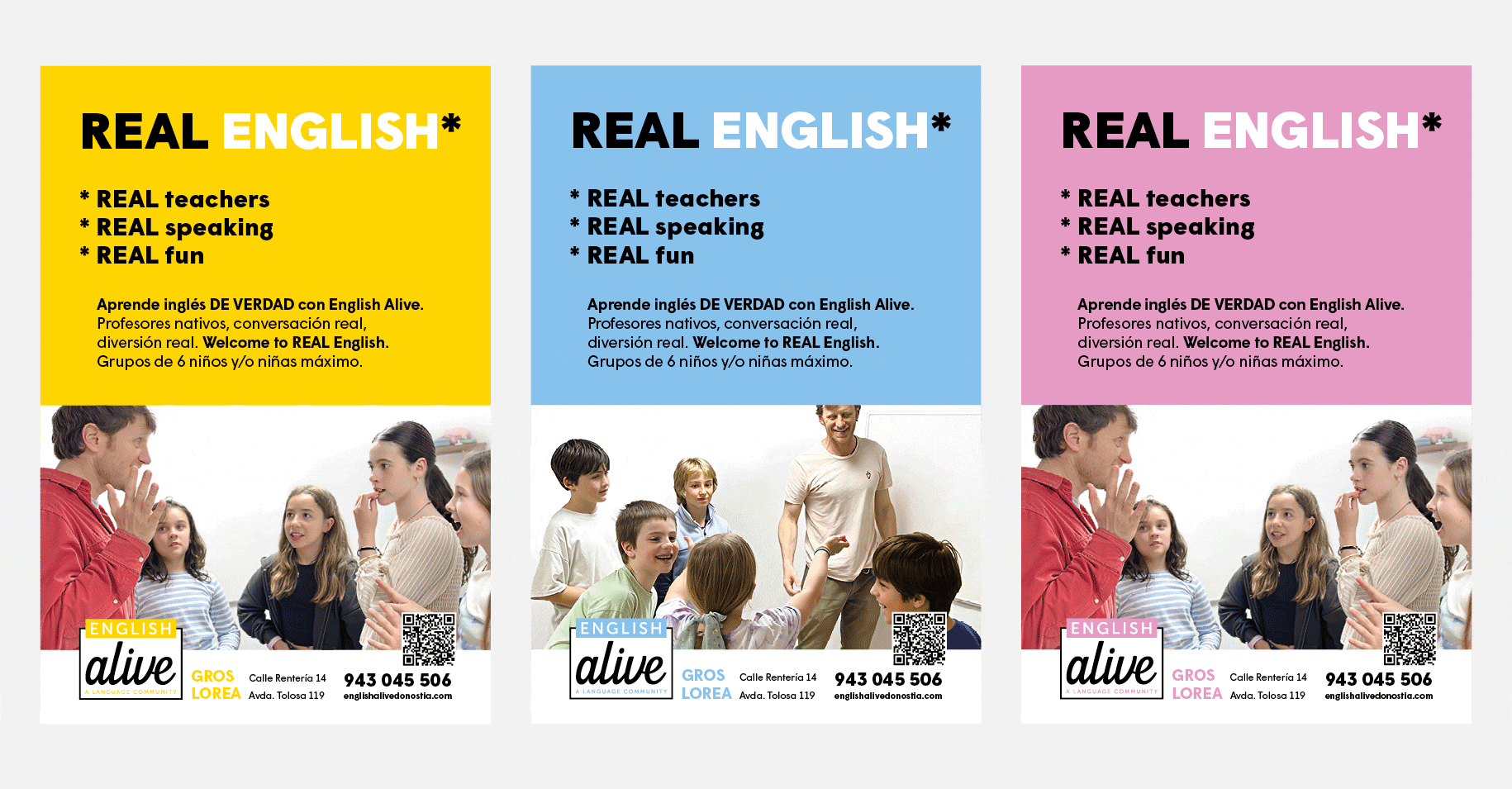 Animación de los anuncios de la campaña publicitaria de la academia de inglés English Alive