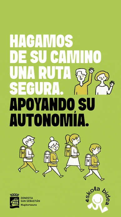 Creatividad con fondo verde para campaña de publicidad de eskola bidea