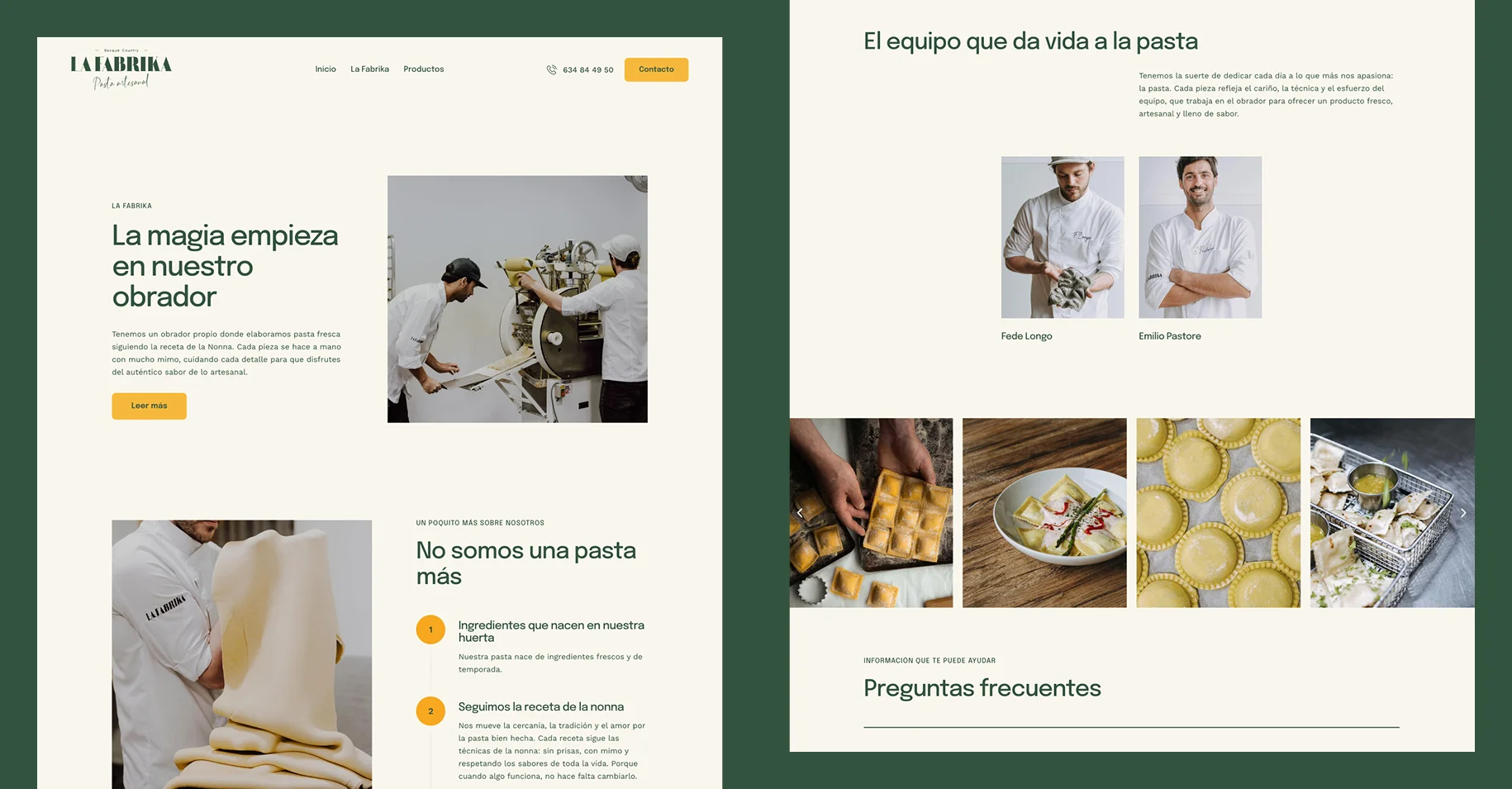 Vista de las diferentes pantallas de la web de La Fábrika