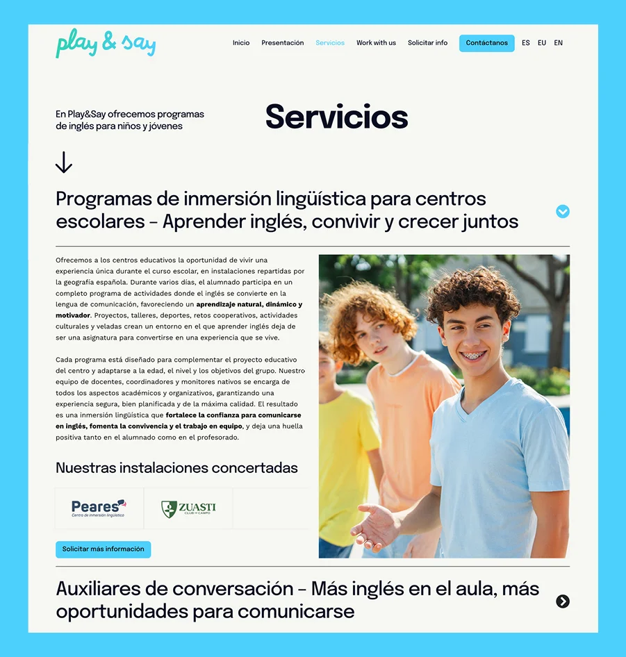 Rediseño web de Play&Say